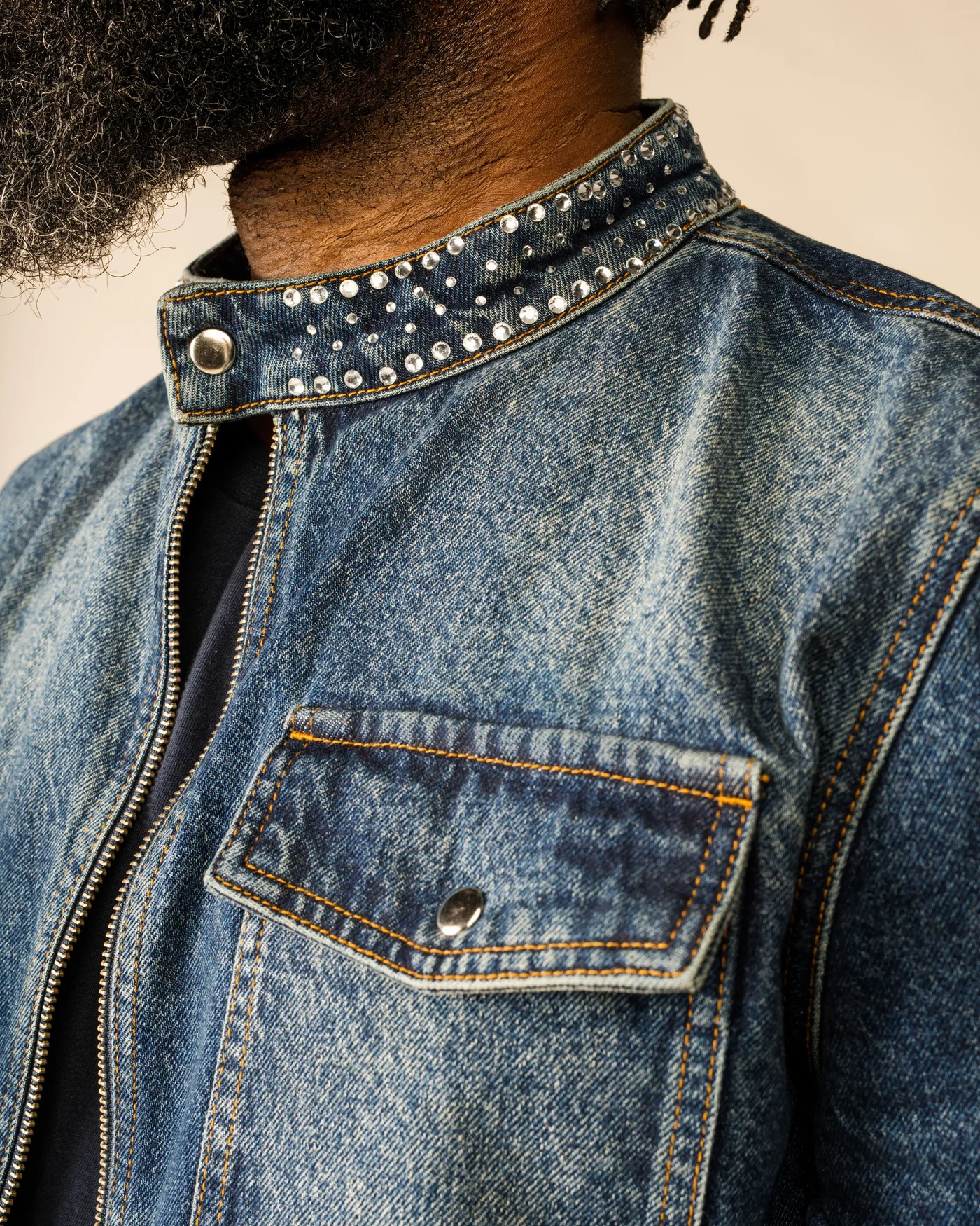 Denim Bomber, Collar and pocket