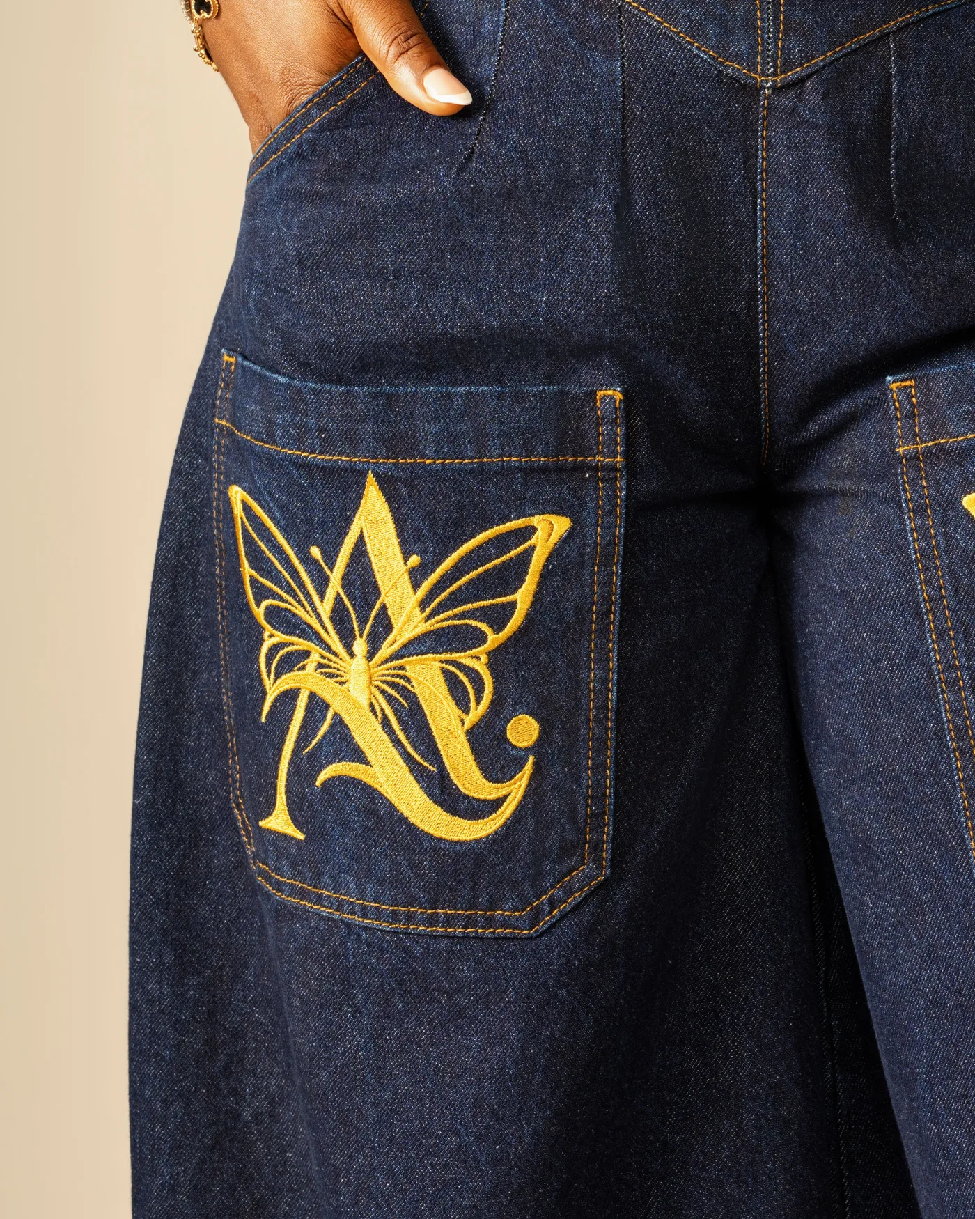 Crisscross Jumpsuit, Pocket embroidery
