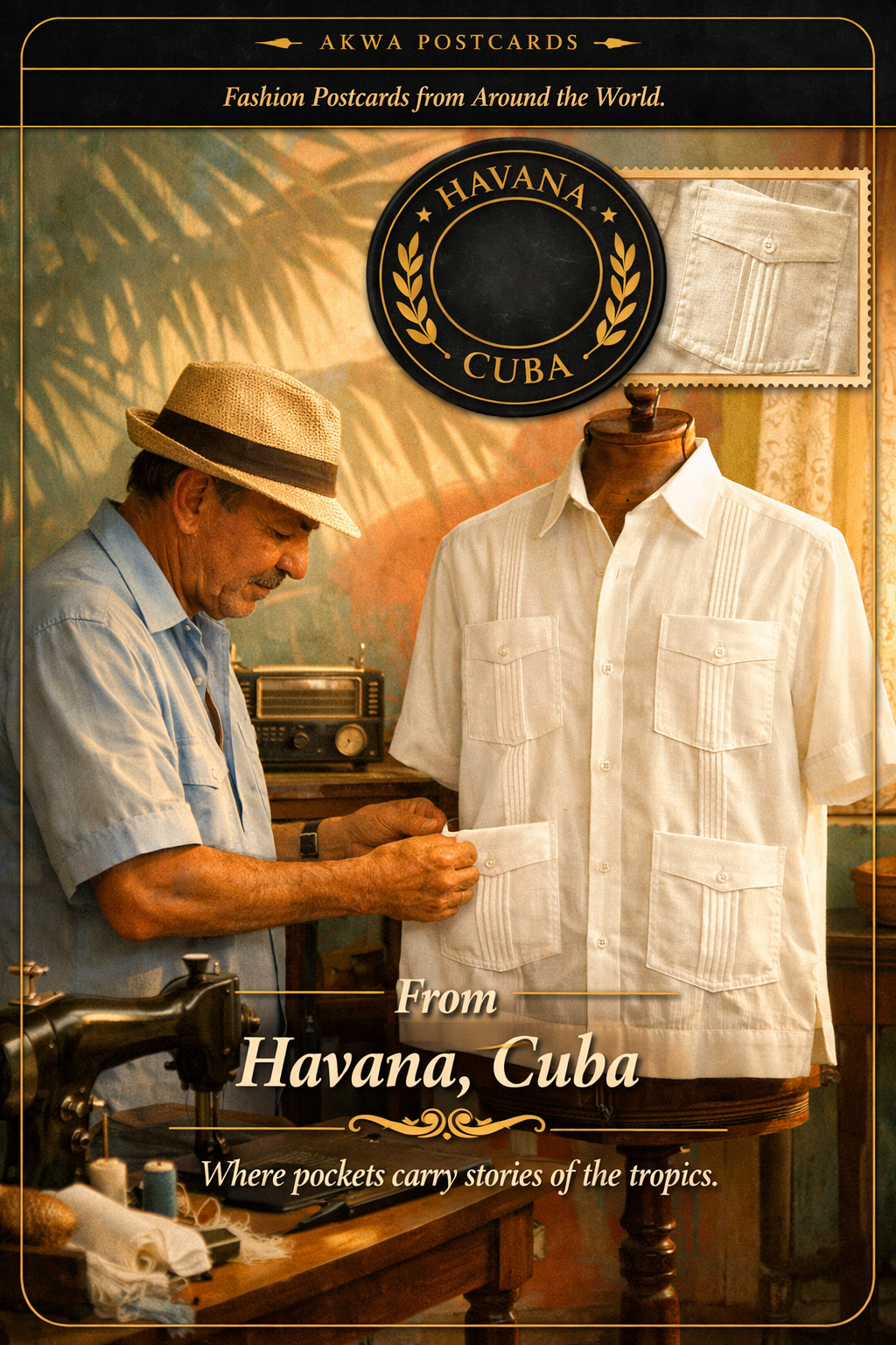 The four pockets of the guayabera: tailoring as quiet ceremony, a postcard from Havana, Cuba