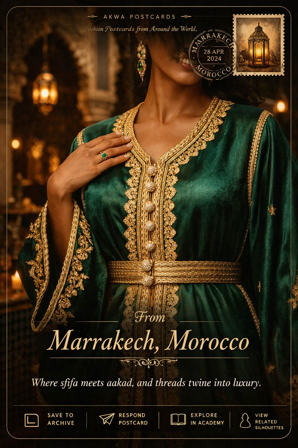The caftan and the passage of light, a postcard from Marrakech, Morocco