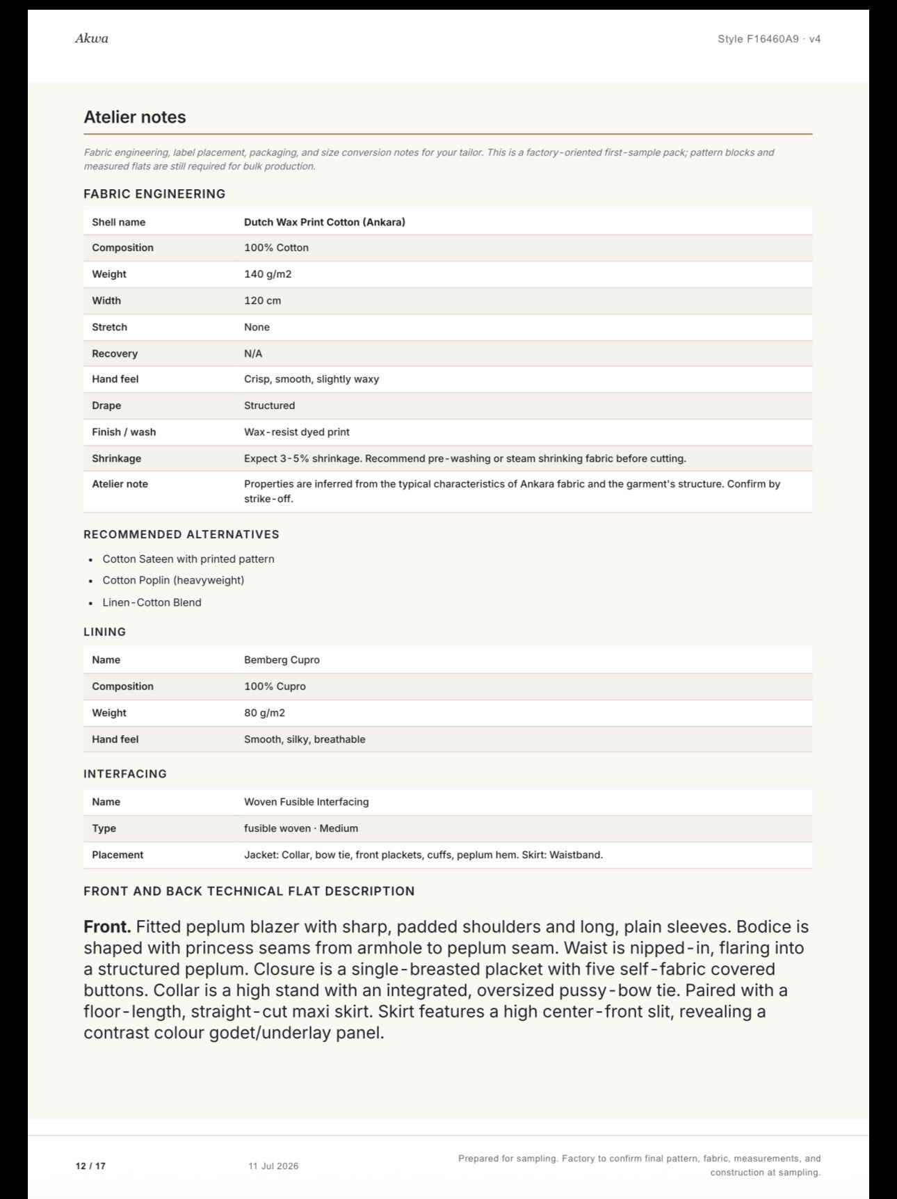 Akwa Tech Pack atelier notes for the maker